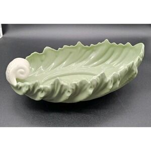 Lenox Ancathus Leaf Serving Bowl‎ Candy Dish Green Porcelain